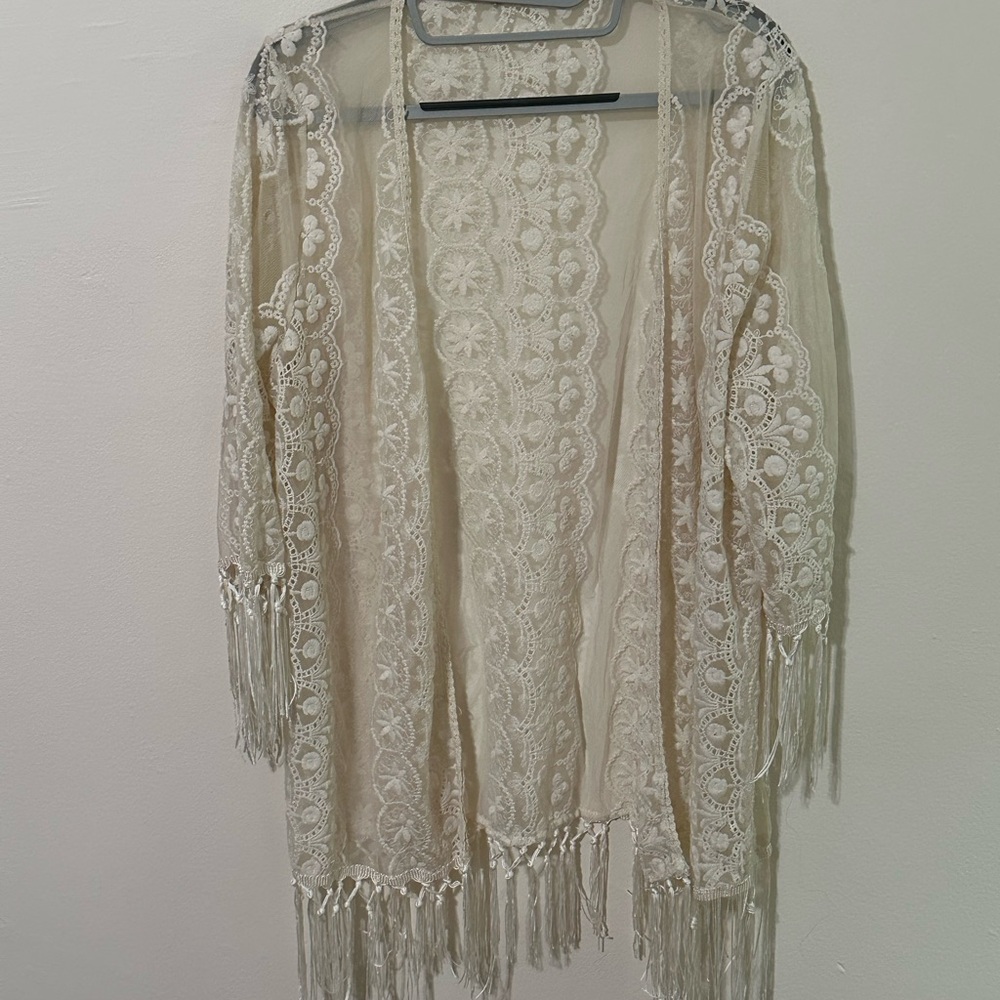 Elegant Cream Lace Cardigan